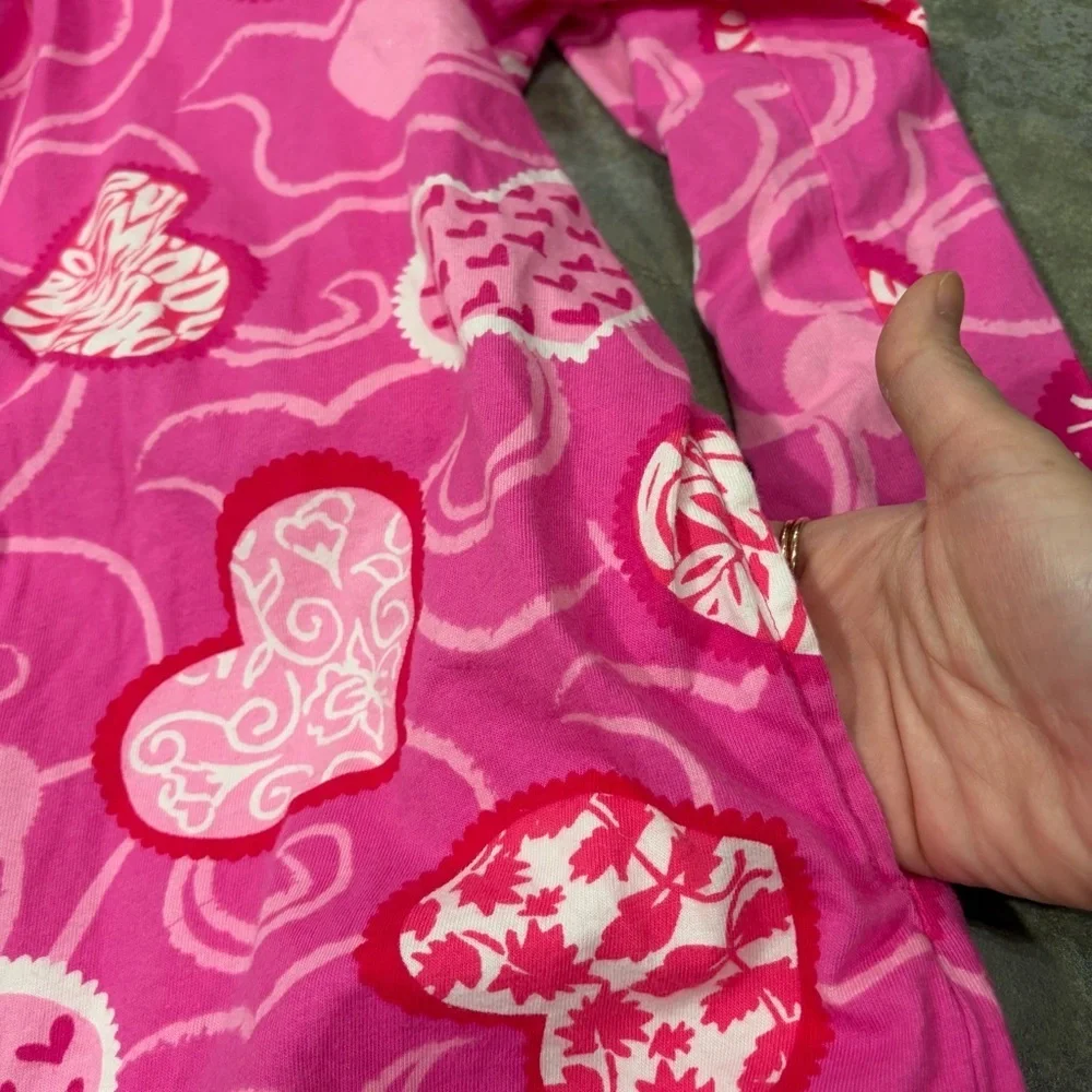 Pajamagram Hers Pink Red Heart Robe Waist Tie Pockets Long Sleeve Sz S/M Cozy - Picture 7 of 10